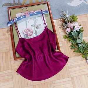 Vintage Victoria’s Secret Gold Label burgundy red minimal silk camisole